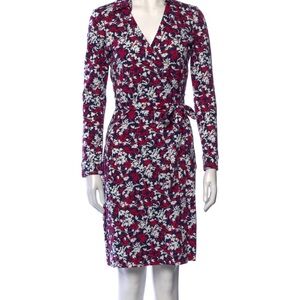Diane von furstenberg wrap shirt dress silk size 6 long sleeve